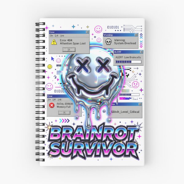 Item preview, Brainrot Survivor Y2K Cyber Glitch Melting Smiley designed and sold by MayaDelaye.
