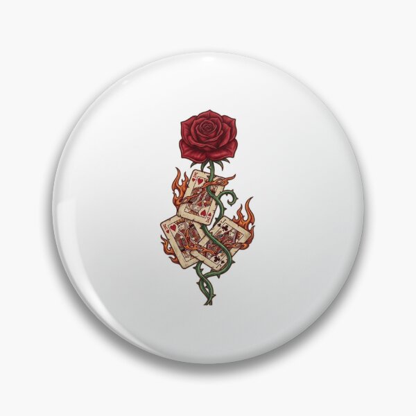 Item preview, Red Rose and Burning Playing Cards Tattoo designed and sold by MandalasLovers.
