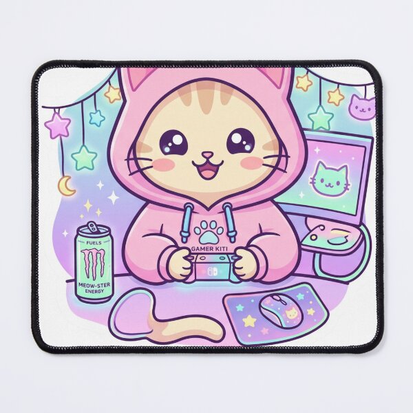 Item preview, Pink Kawaii Gaming Kitty  designed and sold by IamAnupam9.