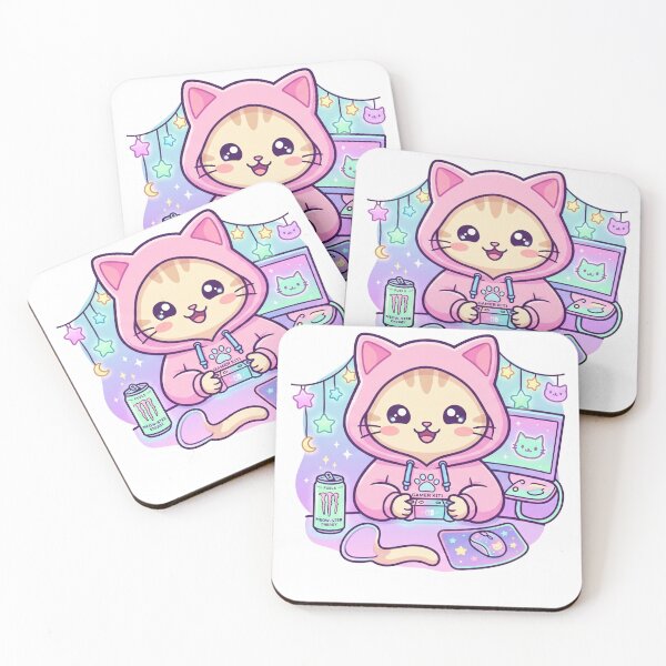 Item preview, Pink Kawaii Gaming Kitty  designed and sold by IamAnupam9.