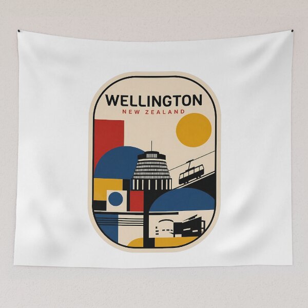 Item preview, Wellington New Zealand Retro Geometric Cityscape designed and sold by k3rstman1.