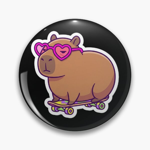 Item preview, Cool Capybara Skating With Heart Sunglasses designed and sold by Oommen Studio .
