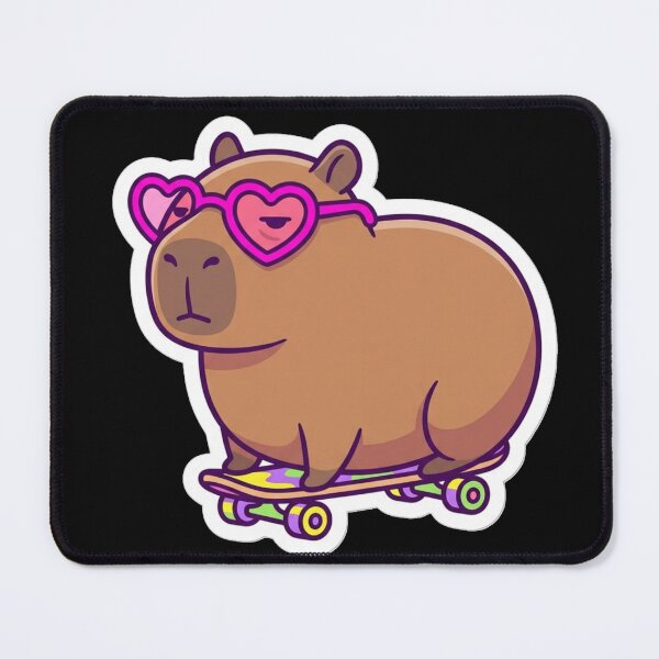 Item preview, Cool Capybara Skating With Heart Sunglasses designed and sold by Oommen Studio .