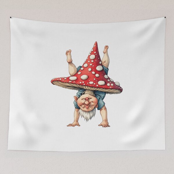 Item preview, Funny Handstanding Mushroom Gnome Whimsical Fantasy designed and sold by dcohea.