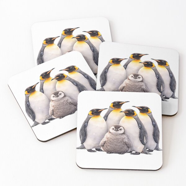 Item preview, King Penguin Family with Fluffy Chick designed and sold by Artisan Finds Online.