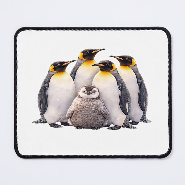 Item preview, King Penguin Family with Fluffy Chick designed and sold by Artisan Finds Online.