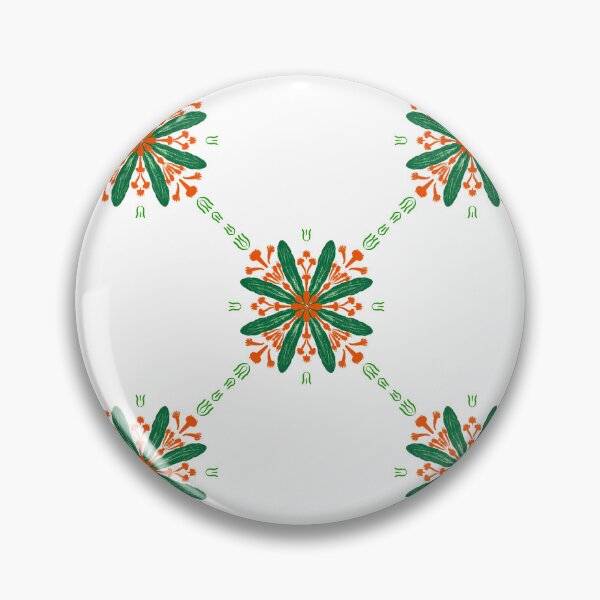 Item preview, Vintage floral tile seamless pattern with green leaves and orange flower ornaments in a diagonal grid layout on white background designed and sold by AjjimaJKM.