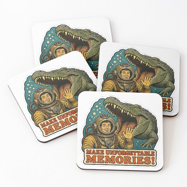 Item preview, Make Unforgettable Memories Funny Vintage Diver Crocodile Sticker  designed and sold by RareVisuals.