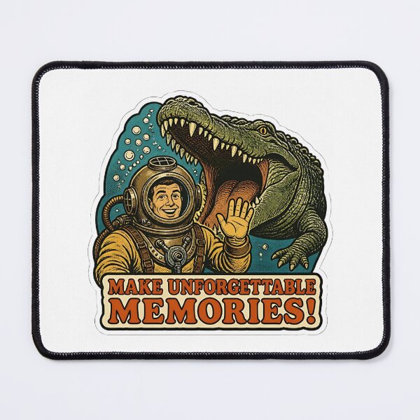 Item preview, Make Unforgettable Memories Funny Vintage Diver Crocodile Sticker  designed and sold by RareVisuals.