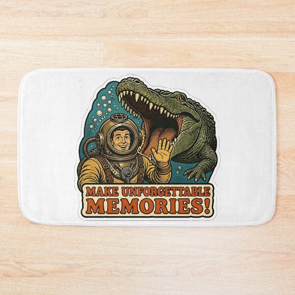Item preview, Make Unforgettable Memories Funny Vintage Diver Crocodile Sticker  designed and sold by RareVisuals.