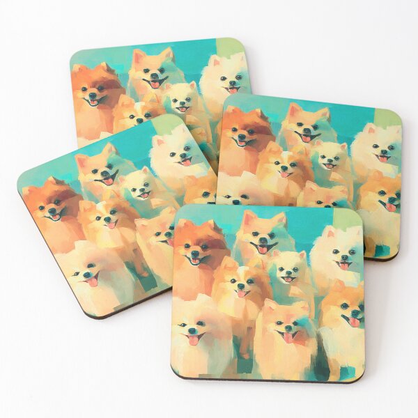 Item preview, Pomeranian Pack Art Print | Happy Fluffy Dogs Painting | Colorful Pop Art Dog Wall Art designed and sold by ThingsCatsDo.