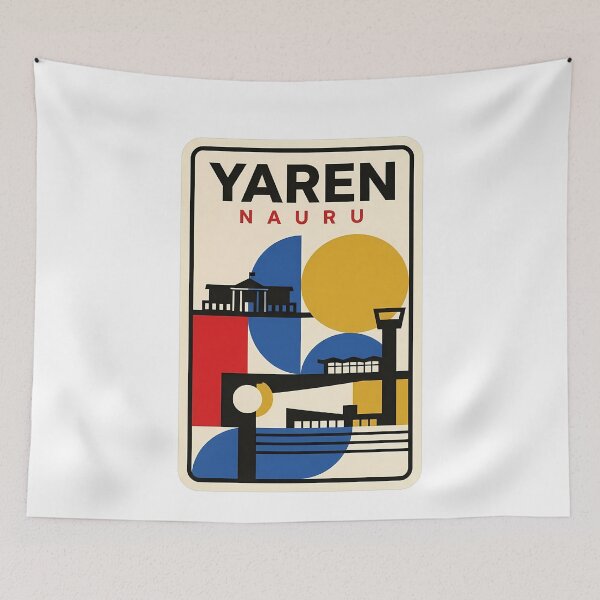 Item preview, Retro Yaren Nauru Bauhaus Style Geometric Travel designed and sold by k3rstman1.