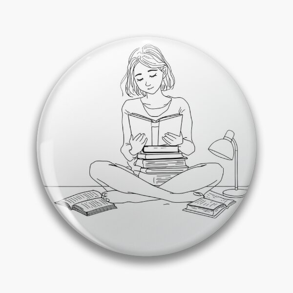 Item preview, Peaceful Book Lover Reading Illustration Line Art Design designed and sold by Evergreen Horizon Works.