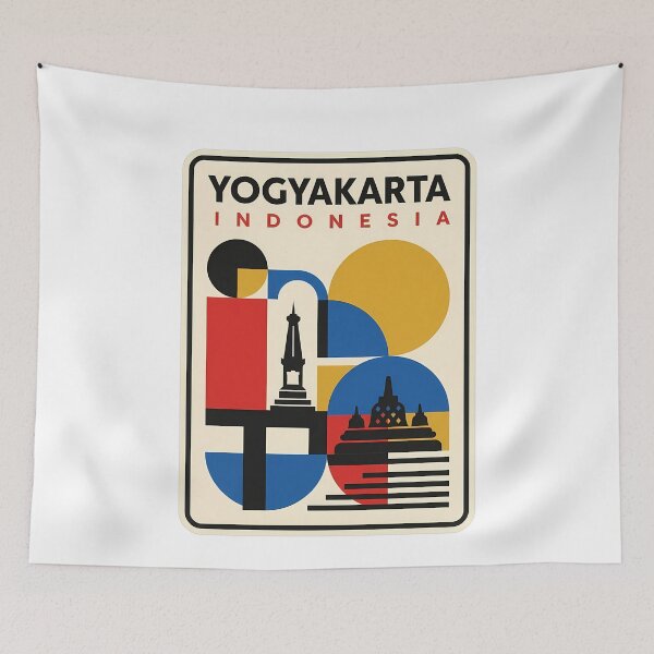 Item preview, Retro Yogyakarta Indonesia Geometric Travel Landmark Style designed and sold by k3rstman1.