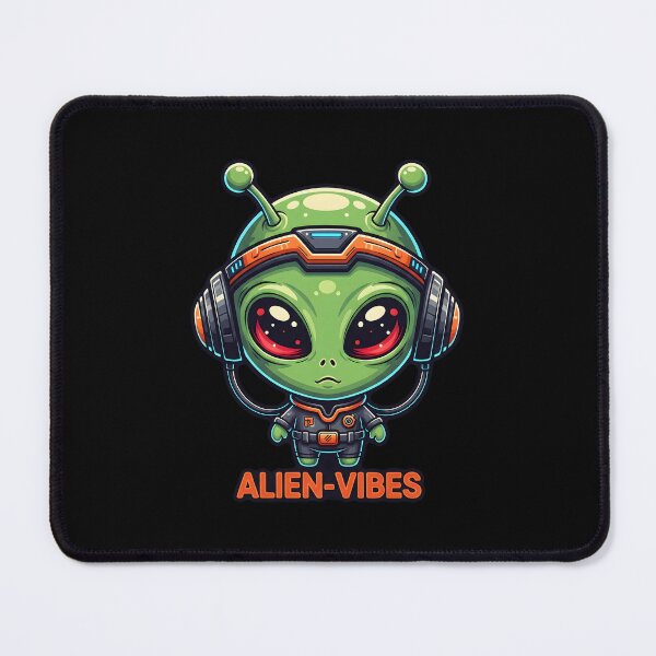 Item preview, Alien Vibes Cute Music Headphones Cartoon designed and sold by Canvas-Whispers.