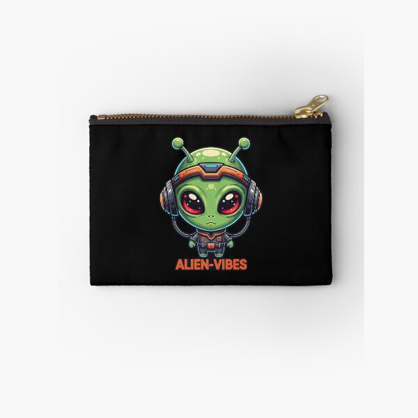 Item preview, Alien Vibes Cute Music Headphones Cartoon designed and sold by Canvas-Whispers.