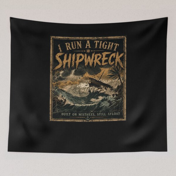 Item preview, I Run A Tight Shipwreck Chaotic Life Humor Still Afloat Resilience Survivor designed and sold by HumansStuck12.