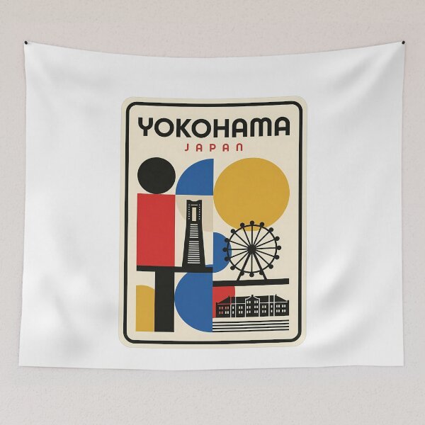 Item preview, Yokohama Japan Retro Geometric Cityscape designed and sold by k3rstman1.