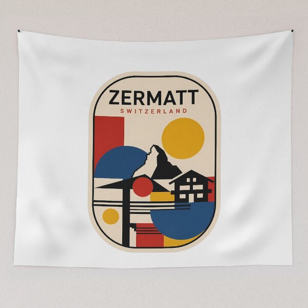 Item preview, Zermatt Switzerland Matterhorn Geometric Vintage Travel Scene designed and sold by k3rstman1.