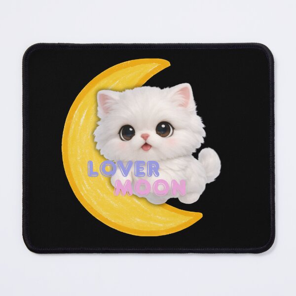 Item preview, Cute White Cat on Crescent Moon Kawaii Chibi Kitten Art designed and sold by Soluna Studio.