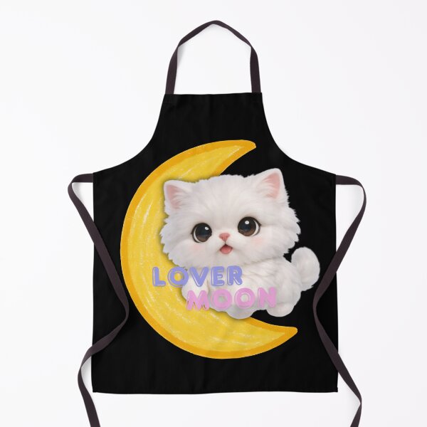 Item preview, Cute White Cat on Crescent Moon Kawaii Chibi Kitten Art designed and sold by Soluna Studio.