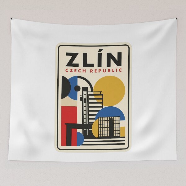 Item preview, Zlín Czech Republic Vintage Geometric Travel Poster designed and sold by k3rstman1.