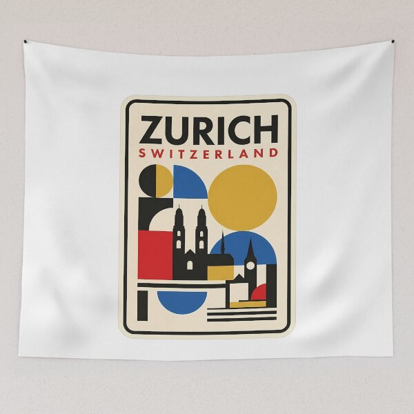 Item preview, Zurich Switzerland Vintage Geometric Bauhaus Travel designed and sold by k3rstman1.