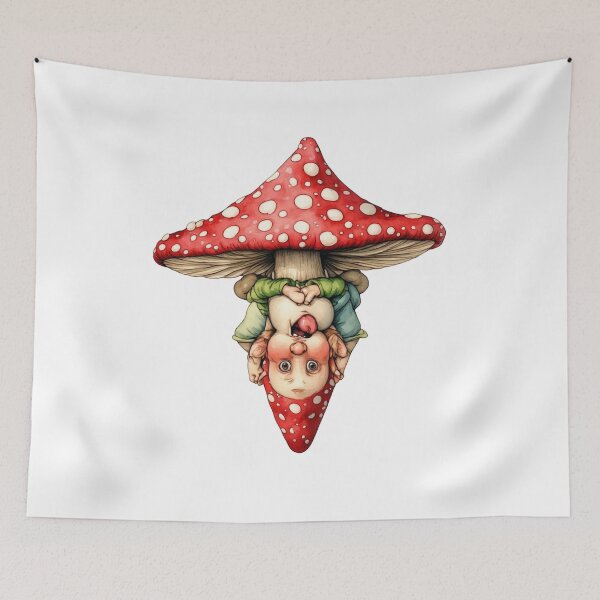 Item preview, Funny Upside Down Mushroom Gnome Whimsical Art designed and sold by dcohea.