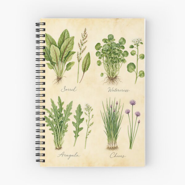 Item preview, Sorrel Watercress Arugula Chives — Botanical Herb Garden Illustration Print designed and sold by NuvoraNest.