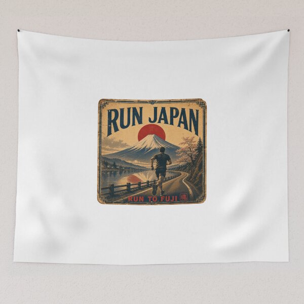 Item preview, Run Japan Vintage Mount Fuji Japanese Running Poster Sticker T-Shirt Art designed and sold by Locker39.