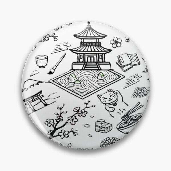 Item preview, Japanese Culture and Traditional Symbols Minimalist Line Art designed and sold by Kokeshidreams.