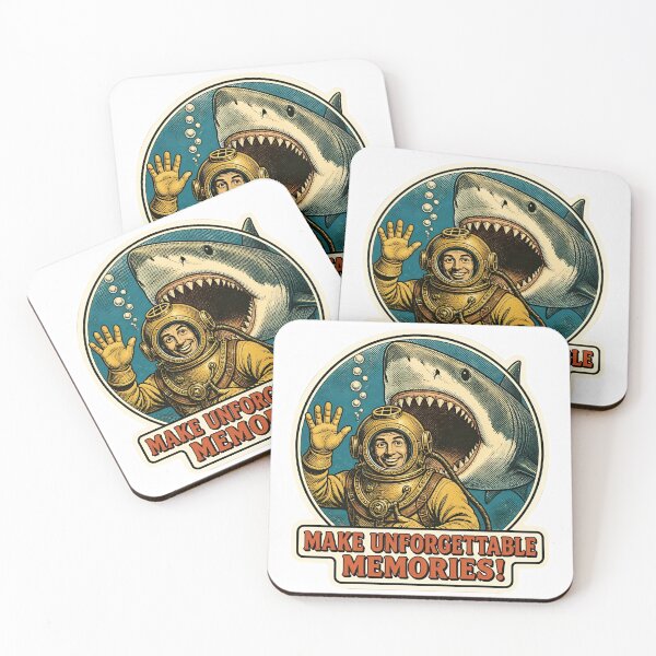 Item preview, Make Unforgettable Memories Funny Vintage Diver Shark Sticker designed and sold by RareVisuals.