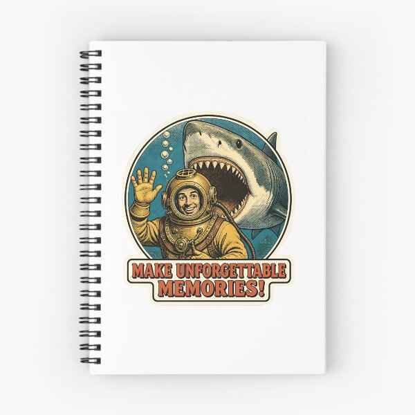 Item preview, Make Unforgettable Memories Funny Vintage Diver Shark Sticker designed and sold by RareVisuals.
