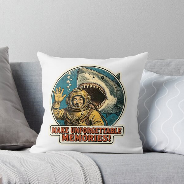 Item preview, Make Unforgettable Memories Funny Vintage Diver Shark Sticker designed and sold by RareVisuals.