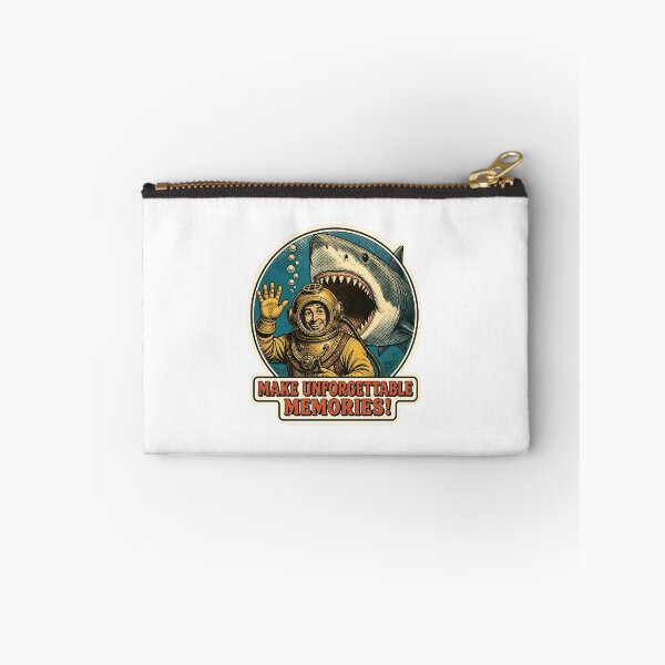 Item preview, Make Unforgettable Memories Funny Vintage Diver Shark Sticker designed and sold by RareVisuals.