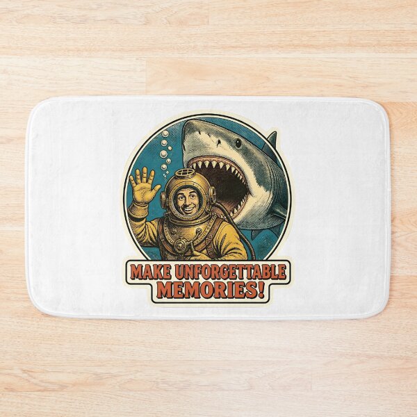 Item preview, Make Unforgettable Memories Funny Vintage Diver Shark Sticker designed and sold by RareVisuals.