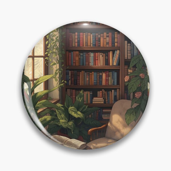Item preview, Cozy Home Library Reading Nook with Books and Plants designed and sold by Evergreen Horizon Works.