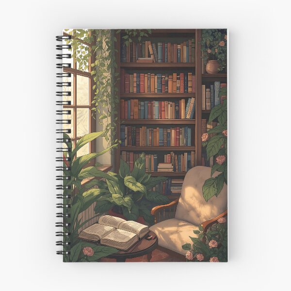 Item preview, Cozy Home Library Reading Nook with Books and Plants designed and sold by Evergreen Horizon Works.