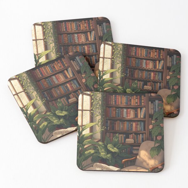 Item preview, Cozy Home Library Reading Nook with Books and Plants designed and sold by Evergreen Horizon Works.