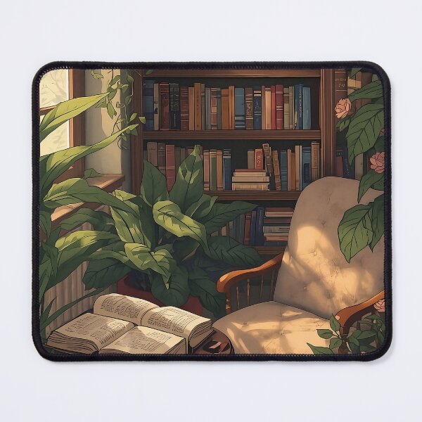 Item preview, Cozy Home Library Reading Nook with Books and Plants designed and sold by Evergreen Horizon Works.