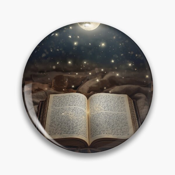 Item preview, Moonlit Open Book Under a Starry Night Sky Illustration designed and sold by Evergreen Horizon Works.