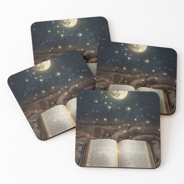 Item preview, Moonlit Open Book Under a Starry Night Sky Illustration designed and sold by Evergreen Horizon Works.