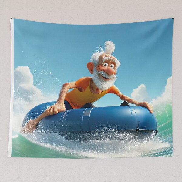 Item preview, Old Man riding a tube surfing designed and sold by Colin Bentham.