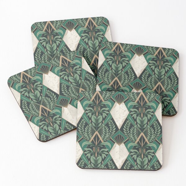 Item preview, Emerald Botanical Art Deco Pattern – Luxury Gold Geometric Floral Design designed and sold by Tamas Das.
