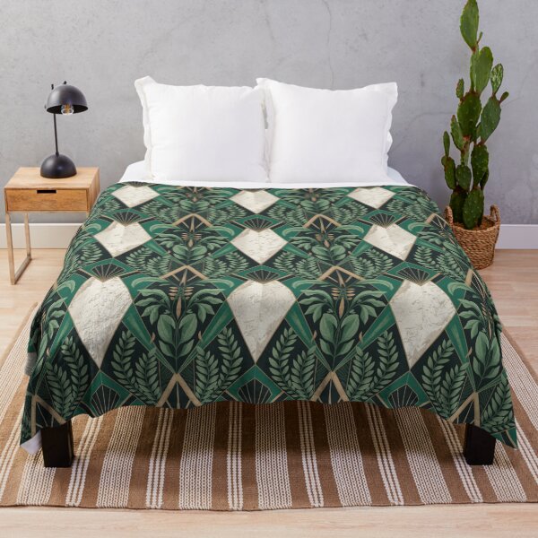Item preview, Emerald Botanical Art Deco Pattern – Luxury Gold Geometric Floral Design designed and sold by Tamas Das.
