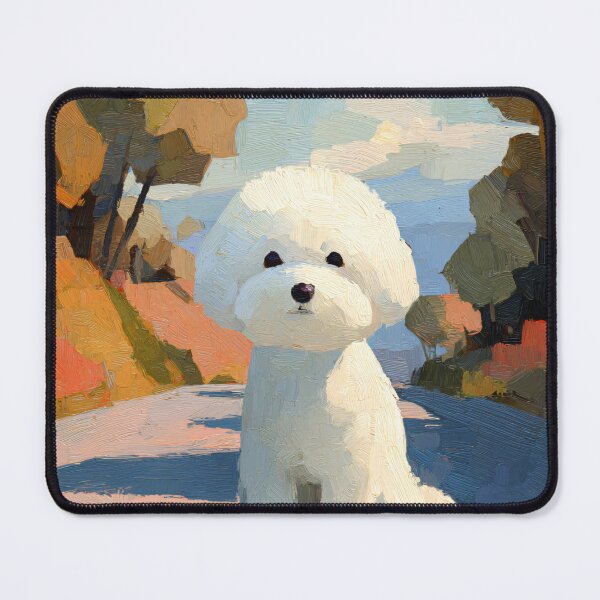 Item preview, Fluffy White Dog Art Print | Autumn Road Painting | Impressionist Bichon Frise Wall Art designed and sold by ThingsCatsDo.