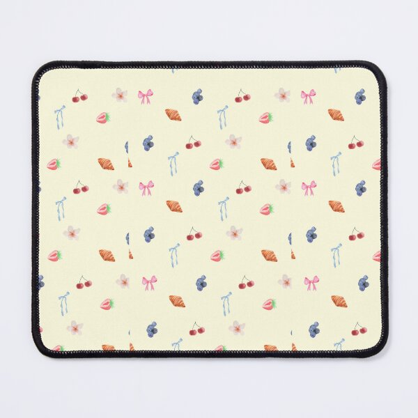 Item preview, Watercolor French Cafe Treats and Bows Pattern designed and sold by SarvynStudio.