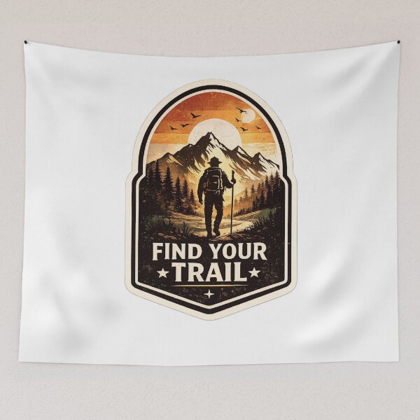 Item preview, Vintage Hiking Adventure Badge Mountain Trail Sticker designed and sold by ali prints.