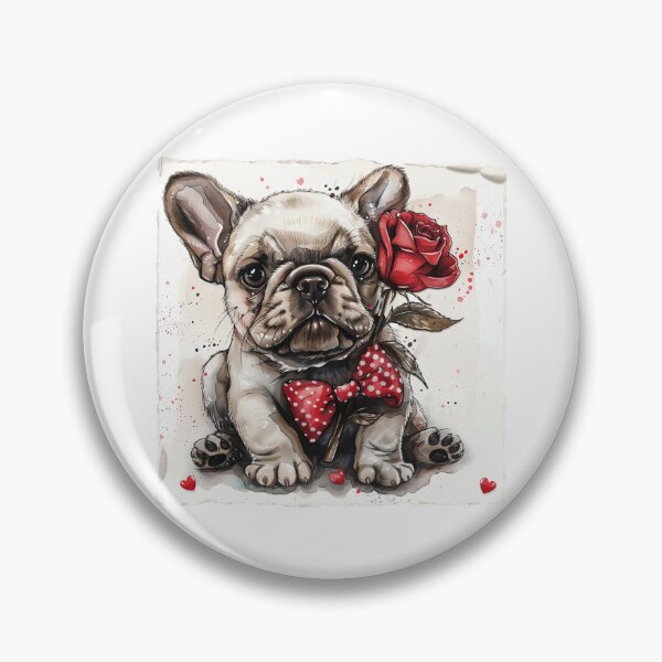 Item preview, French Bulldog Puppy with Red Rose designed and sold by Erika Kaisersot.