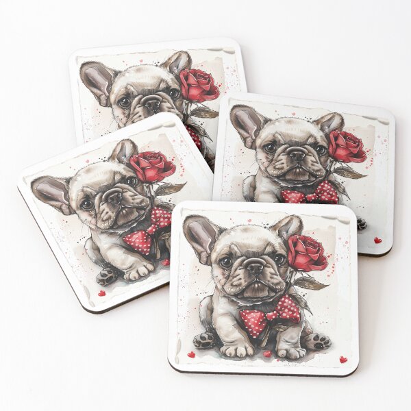 Item preview, French Bulldog Puppy with Red Rose designed and sold by Erika Kaisersot.